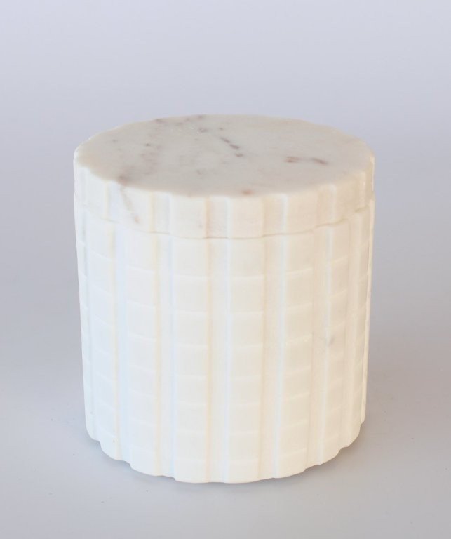 White Marble Cannister With Lid